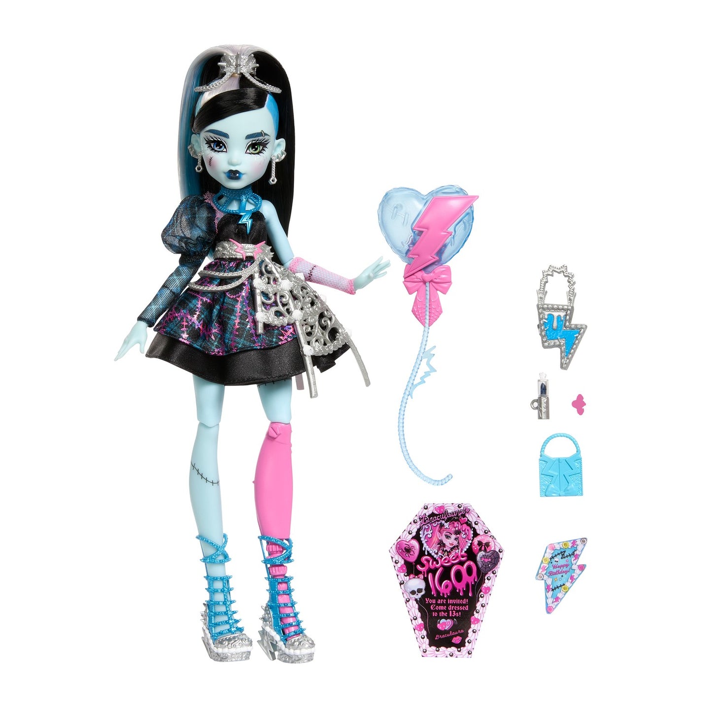 Frankie Stein Doll, Black Party Dress, 7 Accessories