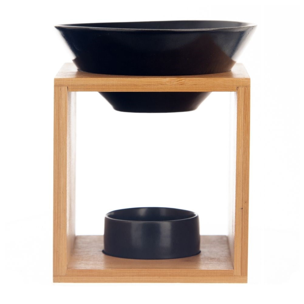 Scent Diffuser in Bamboo with Matt Black Porcelain Bowl