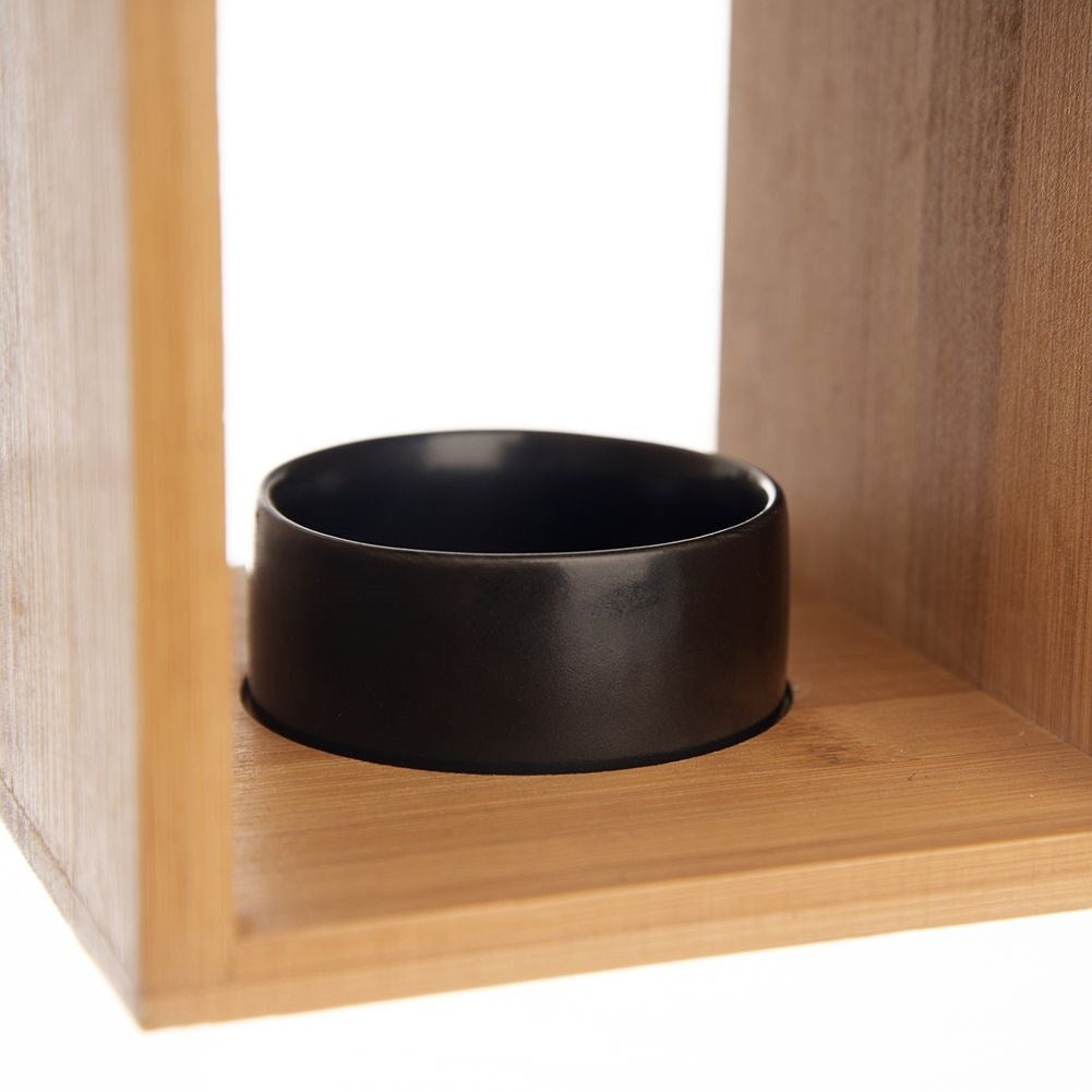 Scent Diffuser in Bamboo with Matt Black Porcelain Bowl