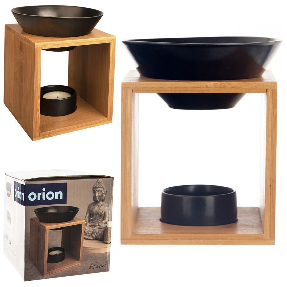 Scent Diffuser in Bamboo with Matt Black Porcelain Bowl