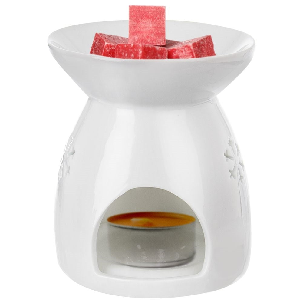 Scent Diffuser in White Ceramic with Snowflakes and Non-Slip Bottom