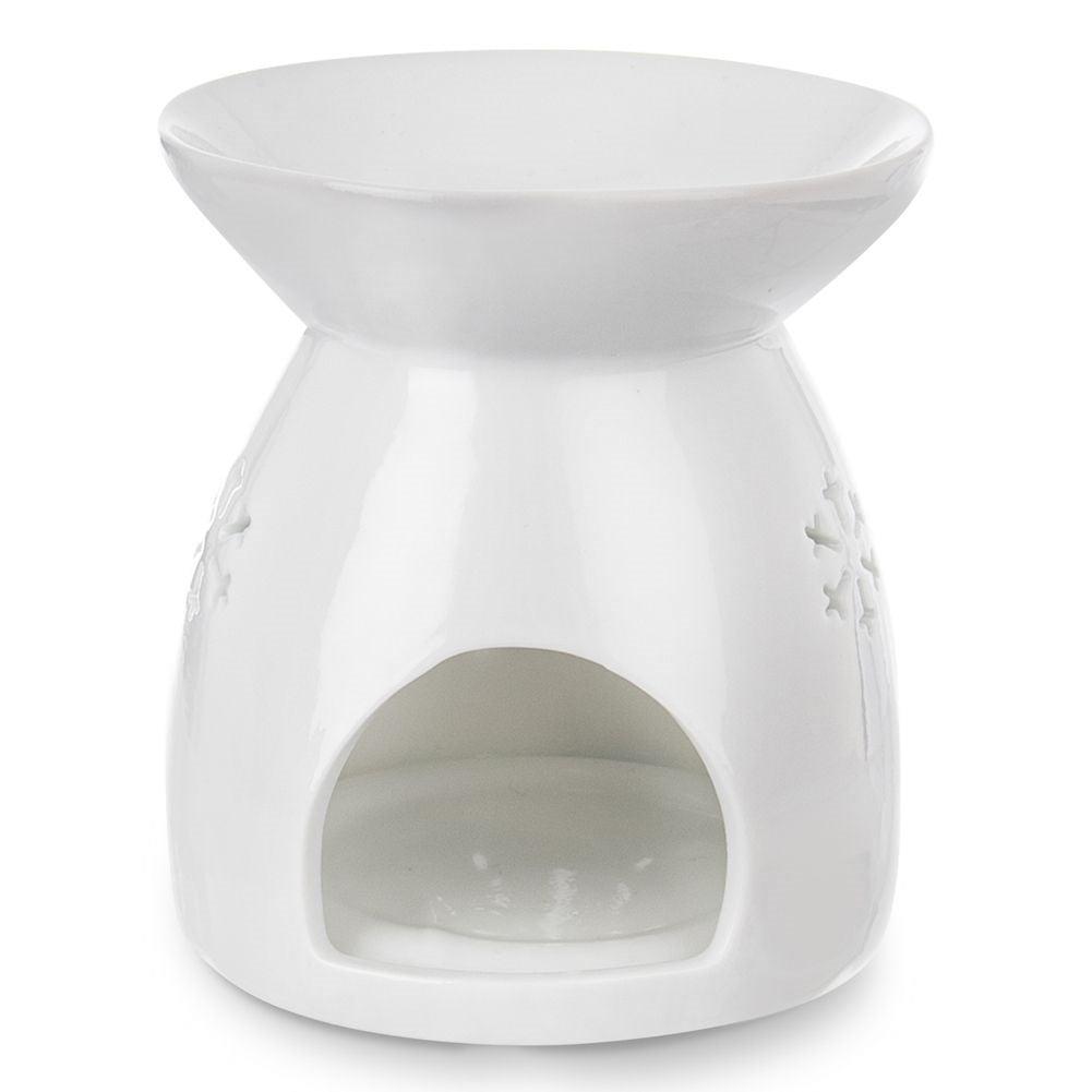 Scent Diffuser in White Ceramic with Snowflakes and Non-Slip Bottom
