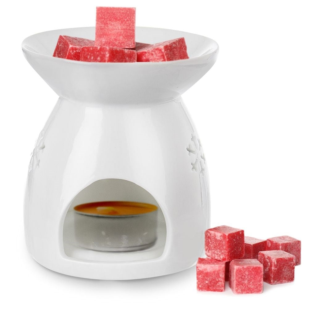 Scent Diffuser in White Ceramic with Snowflakes and Non-Slip Bottom