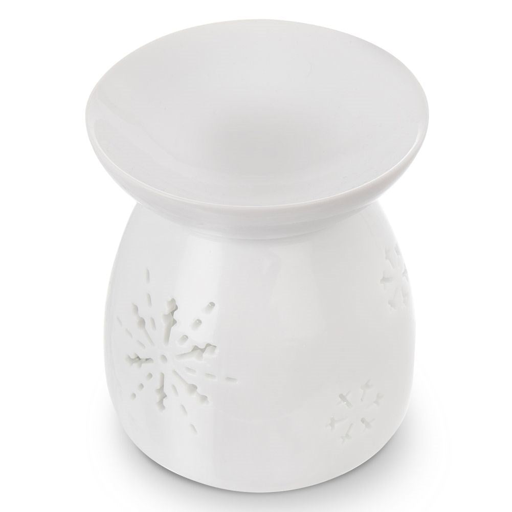 Scent Diffuser in White Ceramic with Snowflakes and Non-Slip Bottom