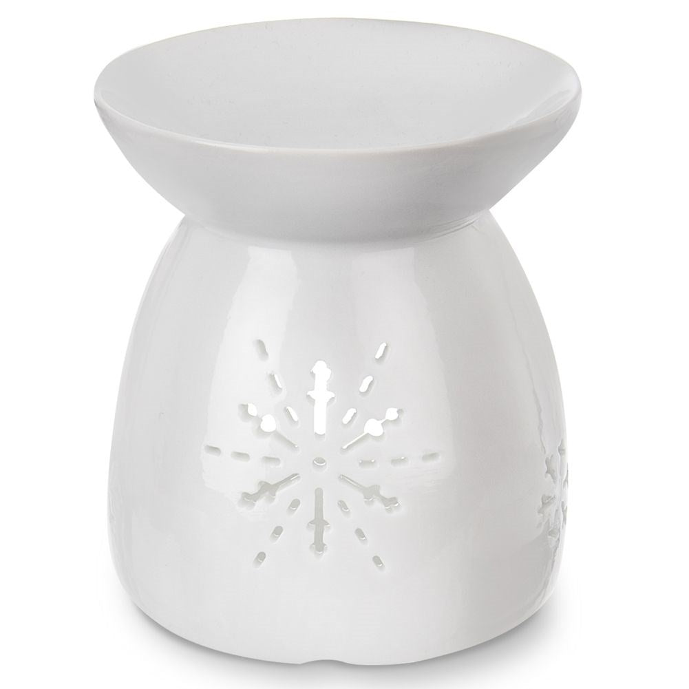 Scent Diffuser in White Ceramic with Snowflakes and Non-Slip Bottom