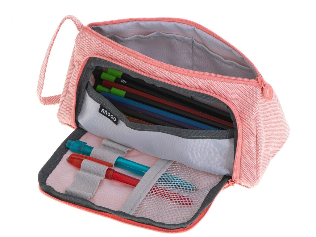 School pencil case double sachet vanity case pink