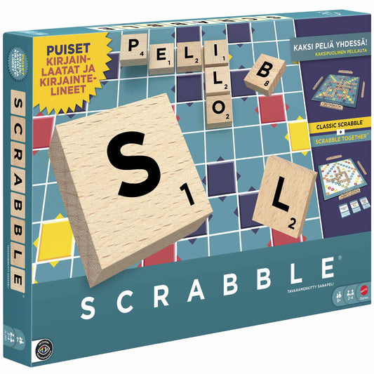 Scrabble Wood Edition, Double-Sided Board Game, Ages 8+