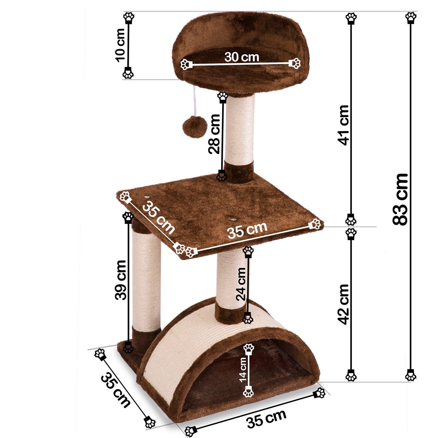 Scratching post, cat house 83 cm DR-256 brown Pethaus