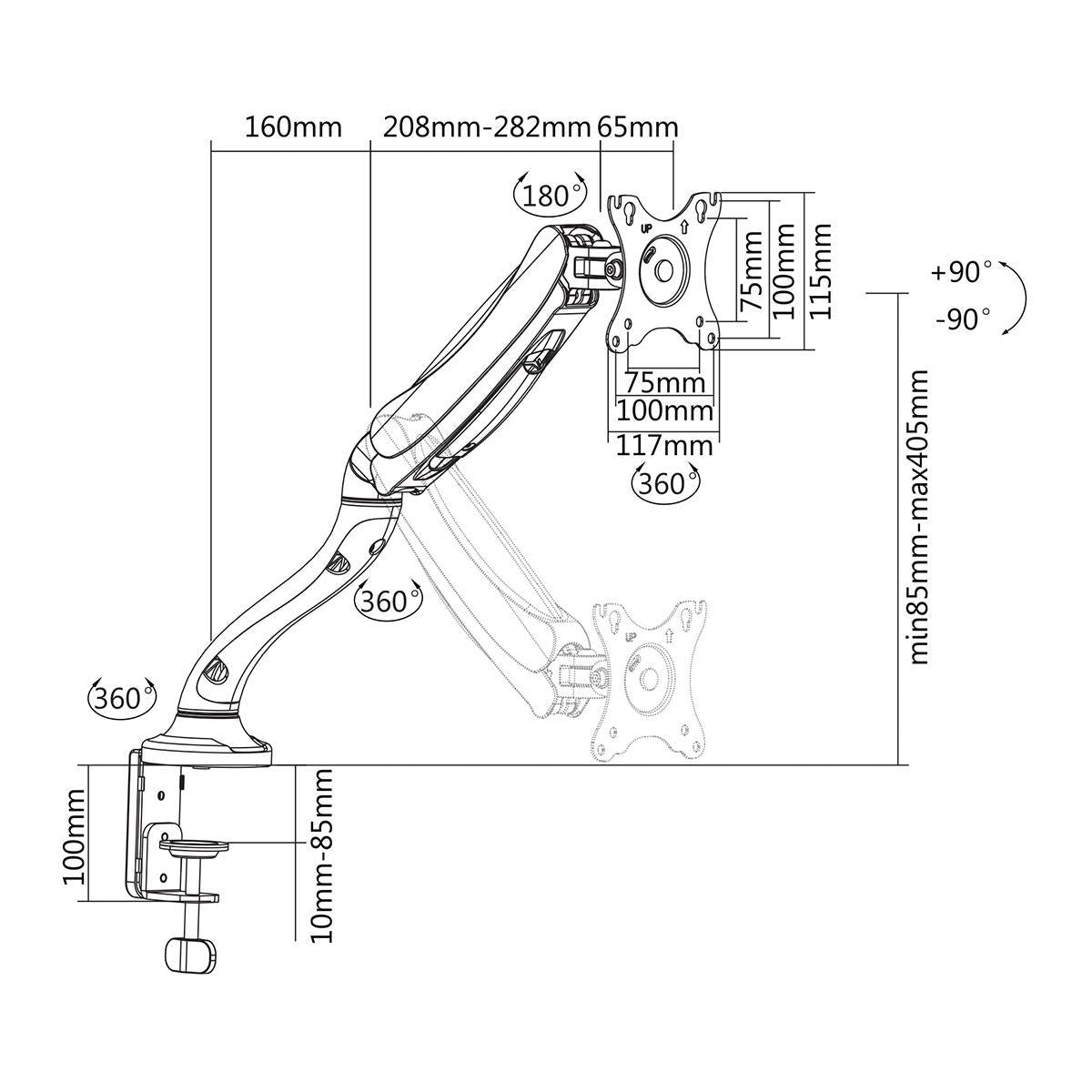 Screen Mount | 1 Screen(s) | 10-32" | 75x75 / 100x100 | Fully adjustable