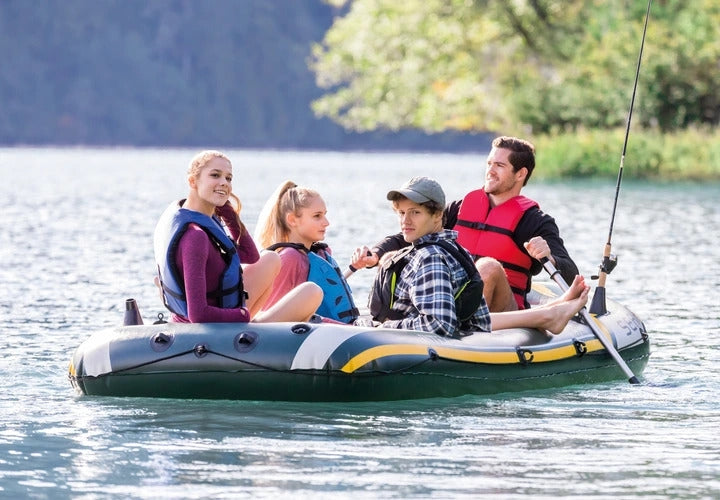 Seahawk inflatable fishing boat for 4 people, oars, pump