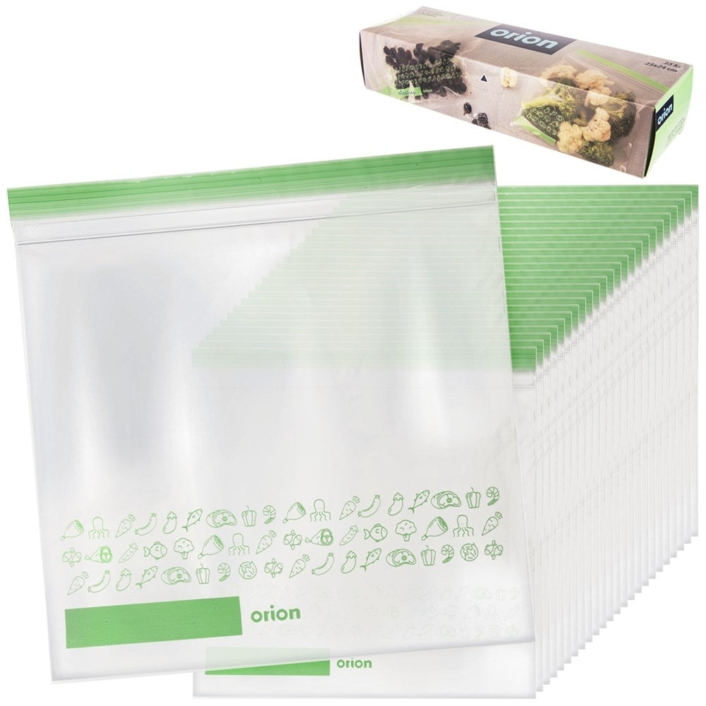 Sealable plastic bags for fridge and freezer, 25-pack
