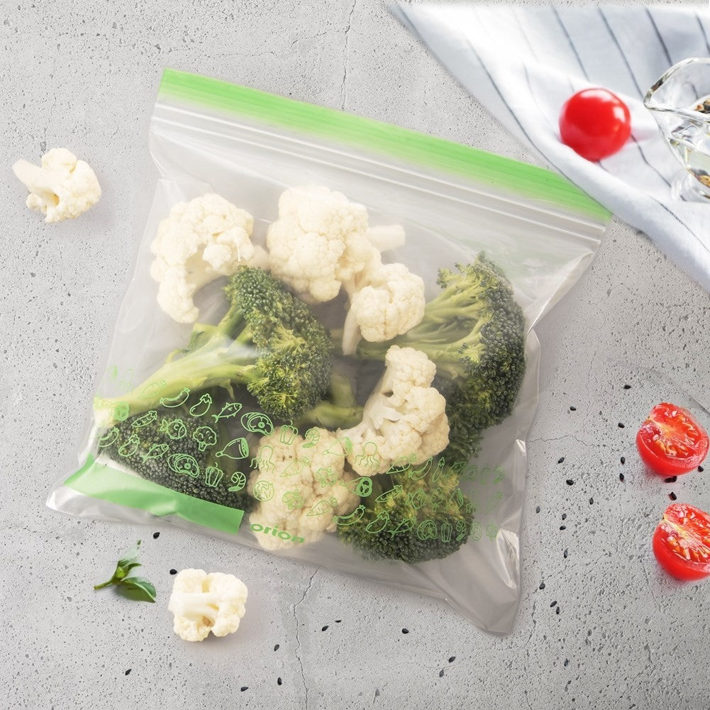Sealable plastic bags for fridge and freezer, 25-pack
