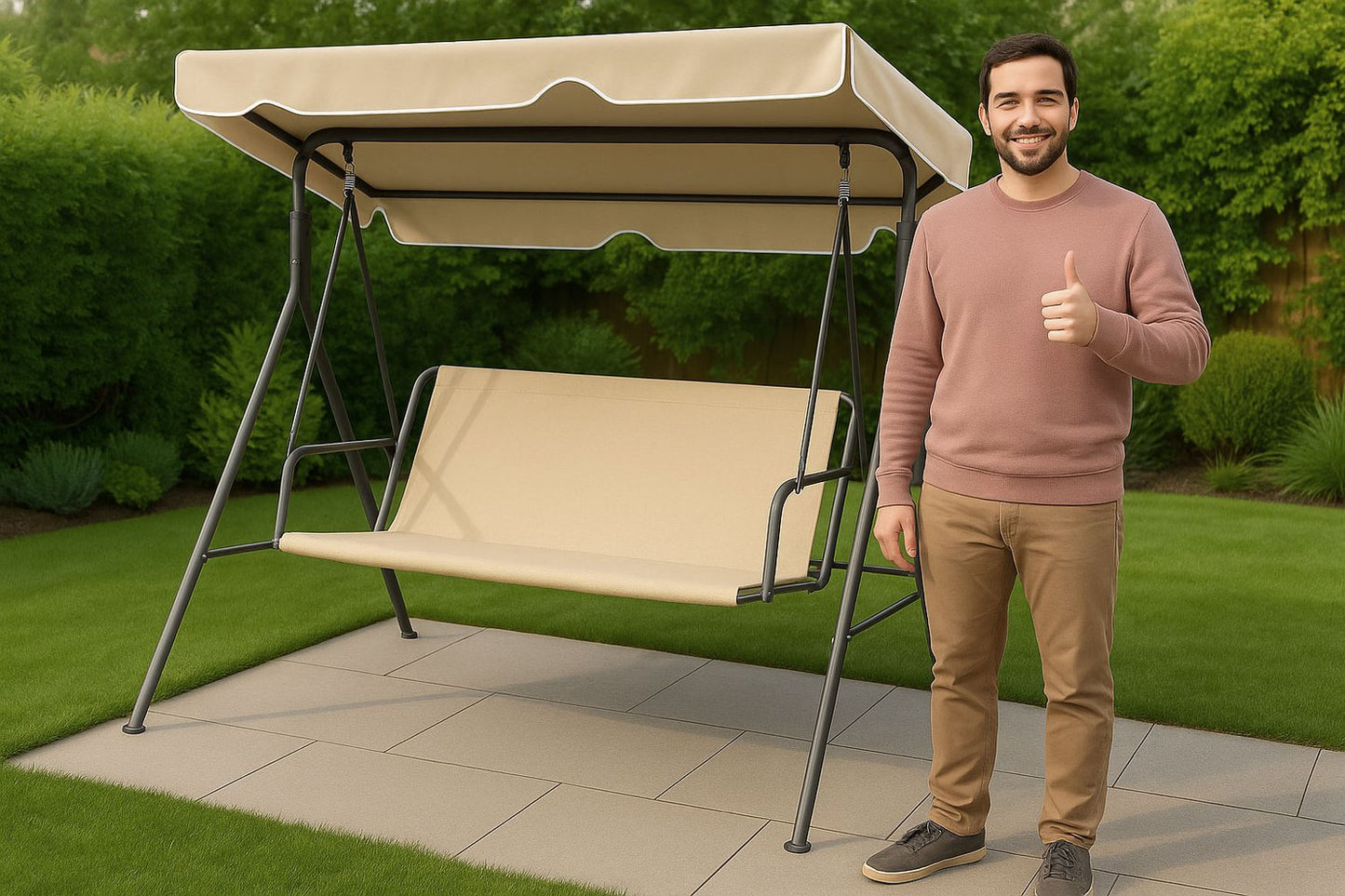 Seat Cushion for Garden Swing 127x100 cm Beige MultiGarden