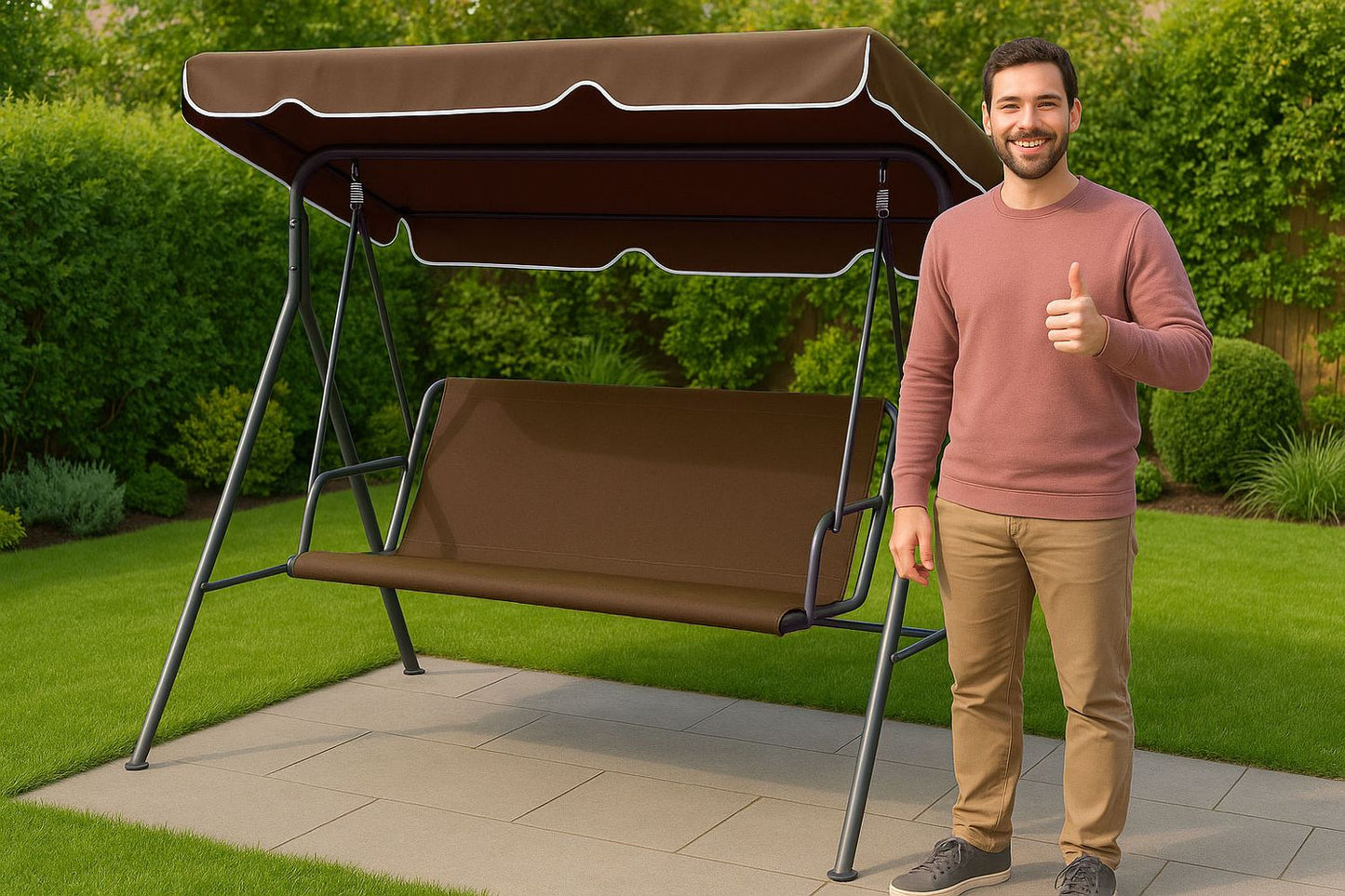 Seat Cushion for Garden Swing 127x100 cm Brown MultiGarden