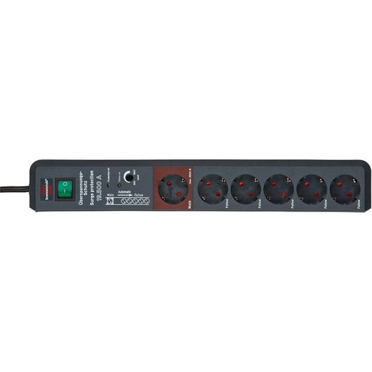 Secure-Tec, 6-way branch socket with surge protection and Main-Follow function (3m cable and switch) TYPE F