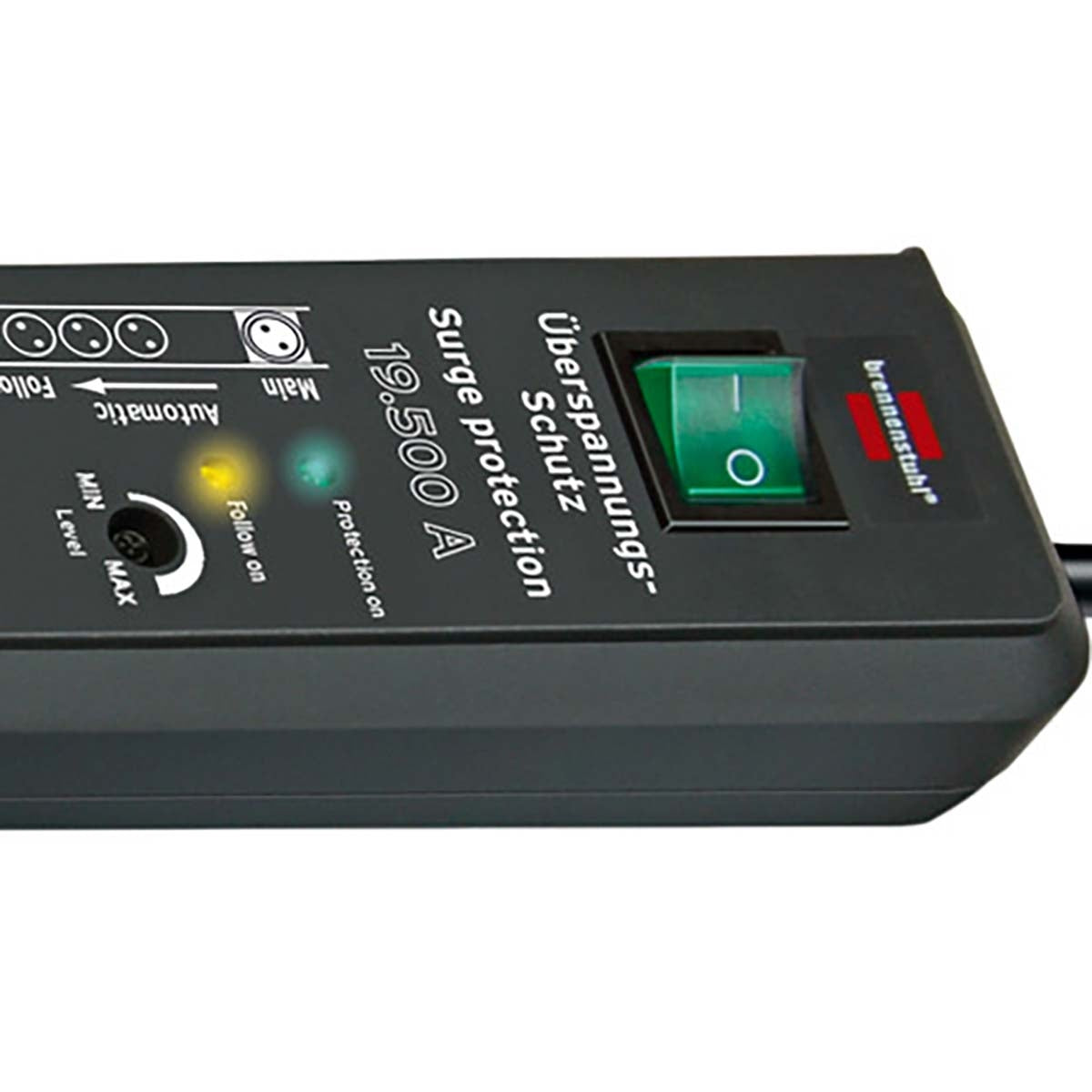 Secure-Tec, 6-way branch socket with surge protection and Main-Follow function (3m cable and switch) TYPE F