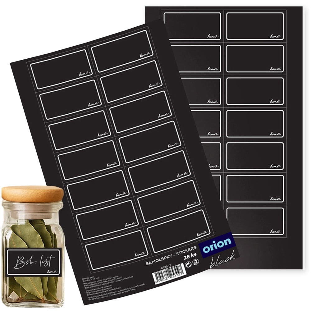 Self-Adhesive Black Jar Labels, 28 Pcs, 4.7 x 2.5 cm