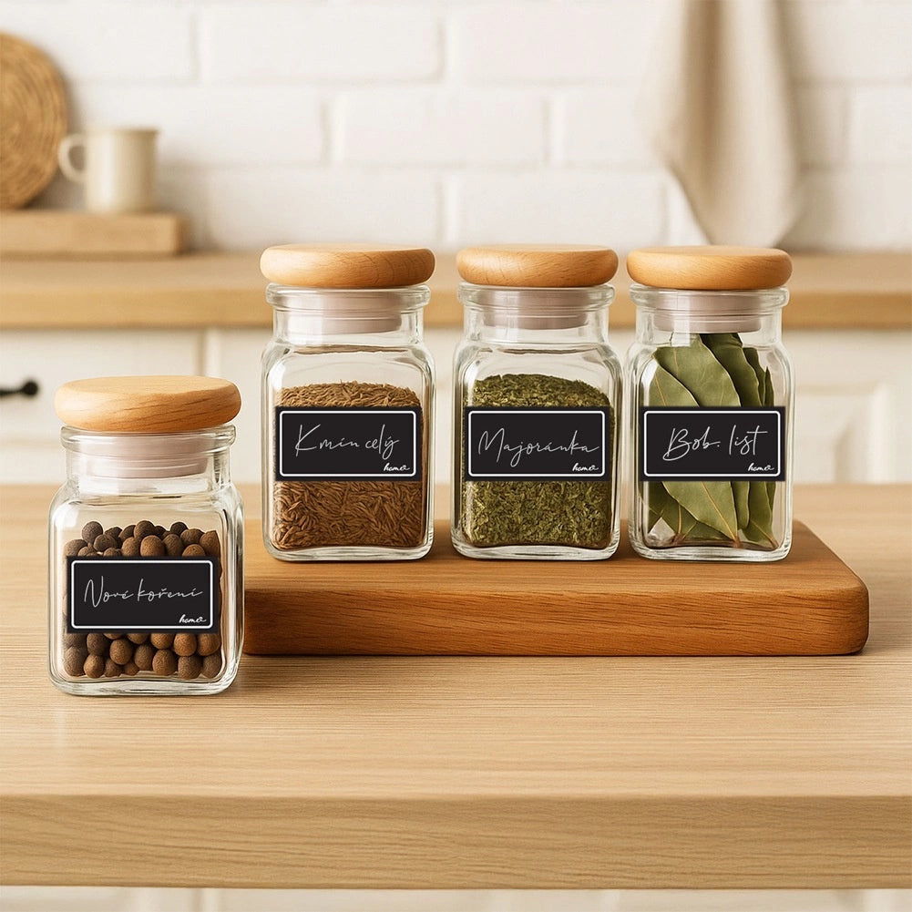 Self-Adhesive Black Jar Labels, 28 Pcs, 4.7 x 2.5 cm