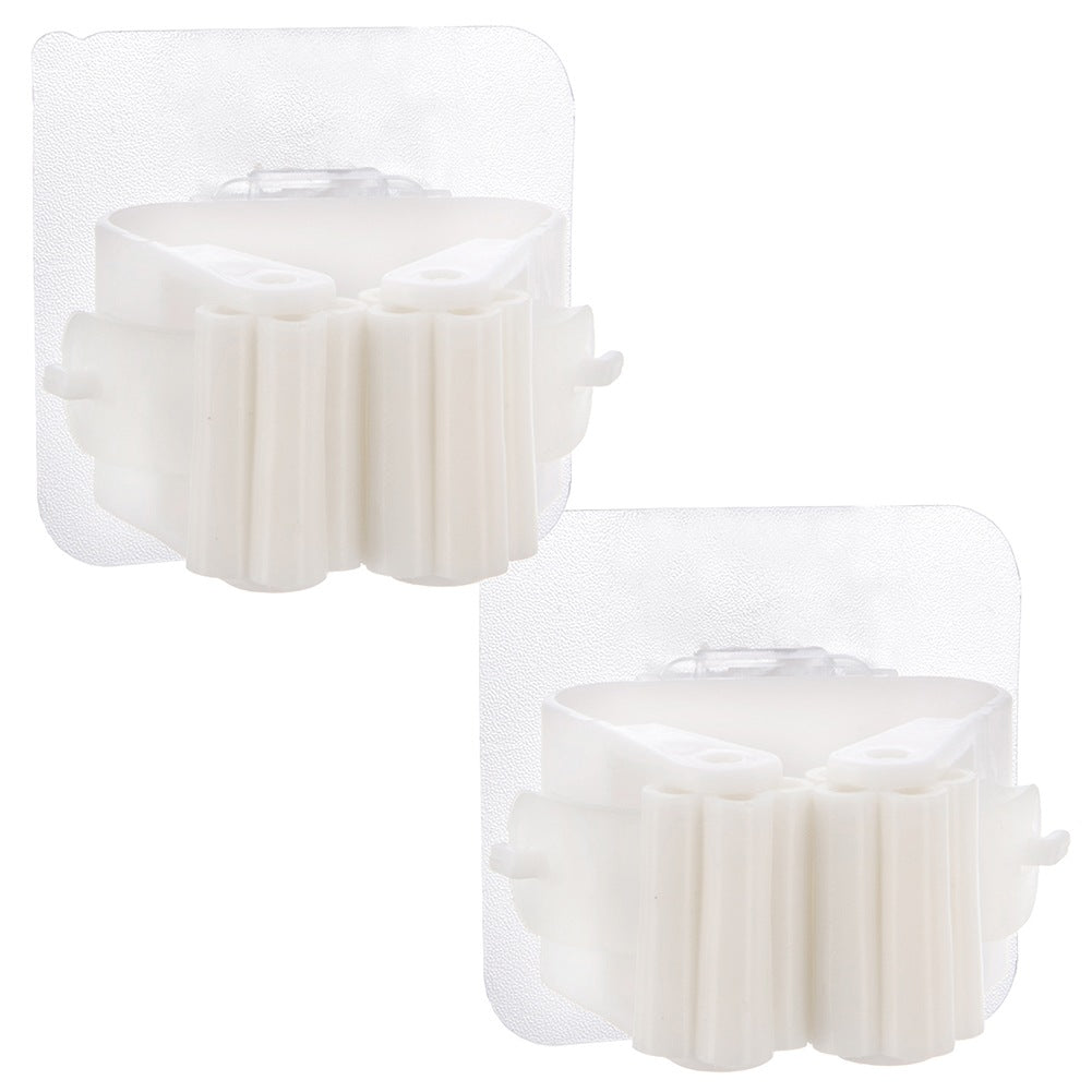 Self-Adhesive Mop and Broom Holder, White, 2-Pack