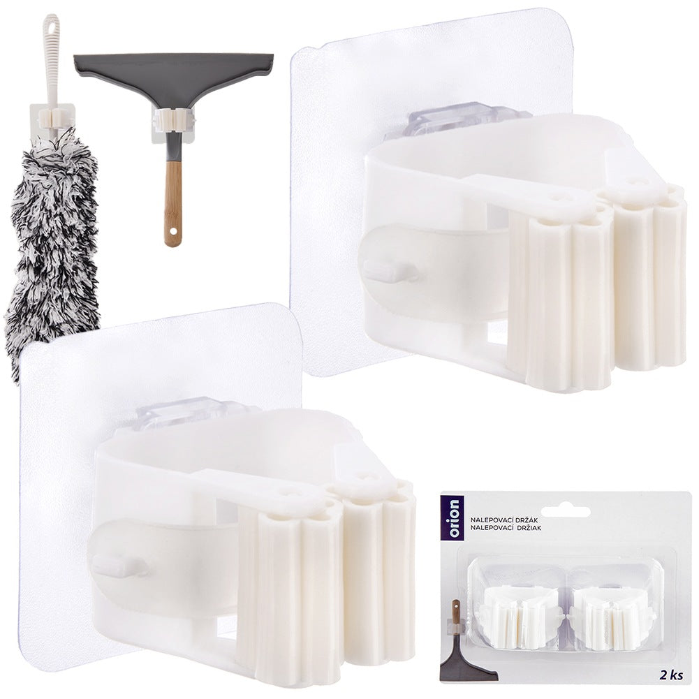 Self-Adhesive Mop and Broom Holder, White, 2-Pack