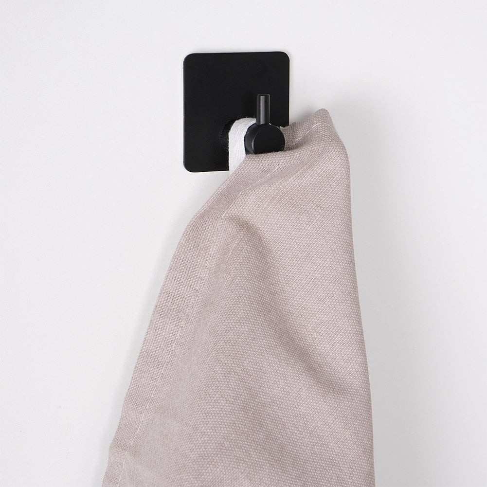 Self-adhesive Hooks in Black Steel for Towels, 4-pack
