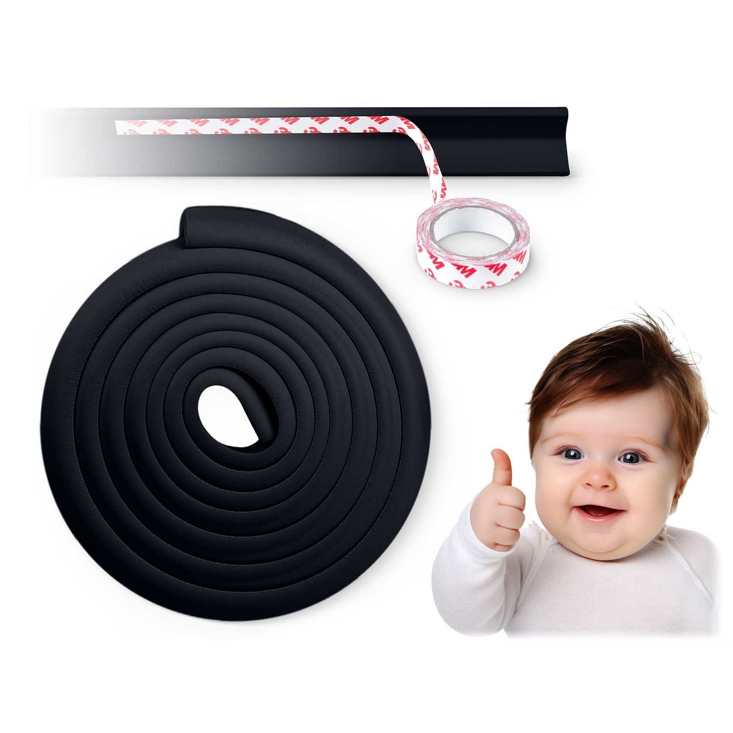Self-adhesive Protective Strip in Foam Rubber Ricokids 798711 Black 6 m