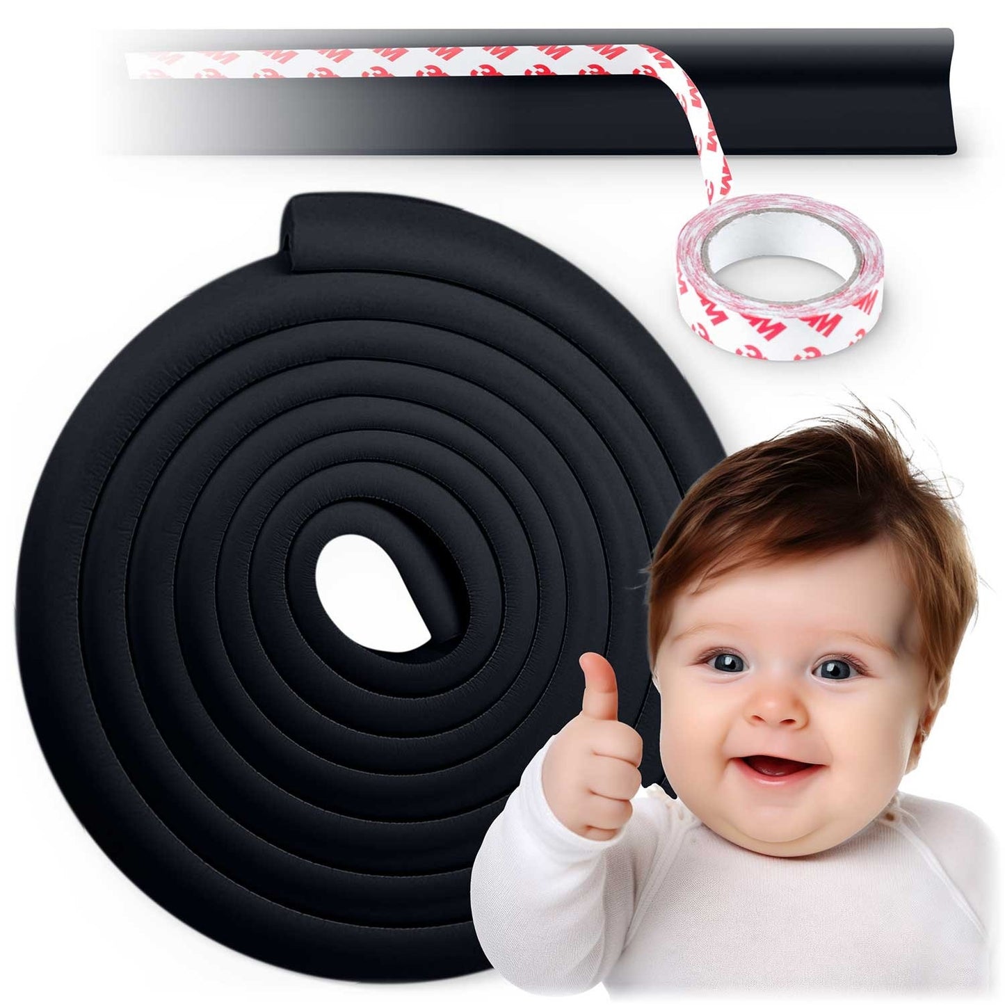 Self-adhesive Protective Strip in Foam Rubber Ricokids 798711 Black 6 m