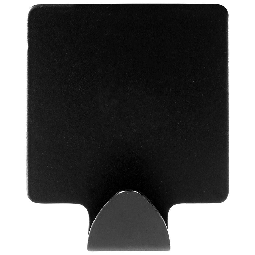Self-adhesive black hooks in matt stainless steel, 4-pack