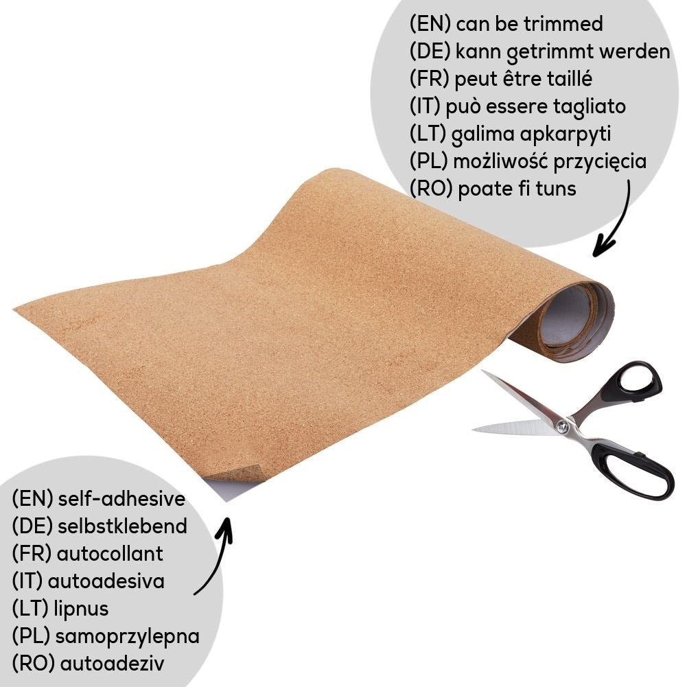 Self-adhesive cork mat for drawers and cabinets, cutable.