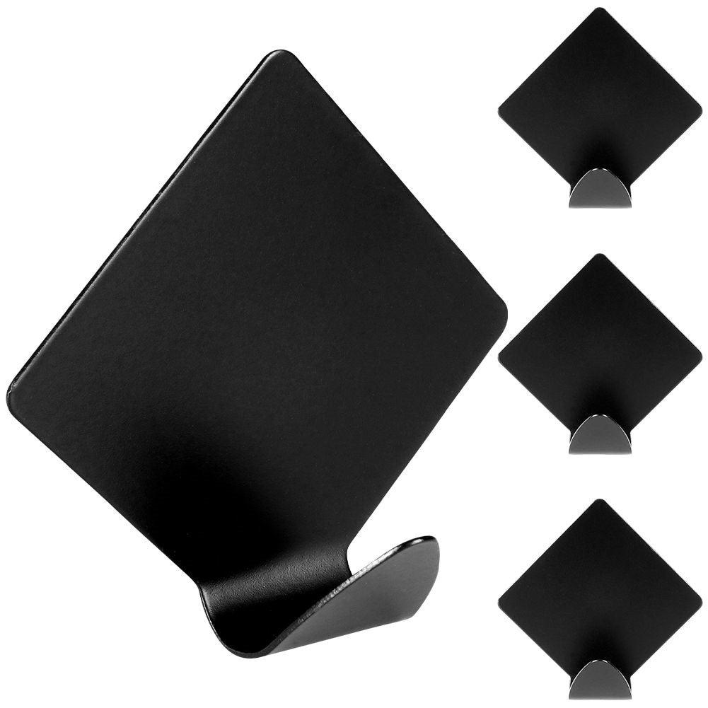 Self-adhesive diamond hooks in black steel, set of 4