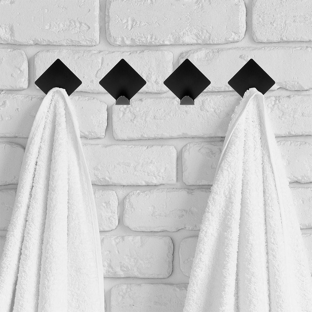 Self-adhesive diamond hooks in black steel, set of 4