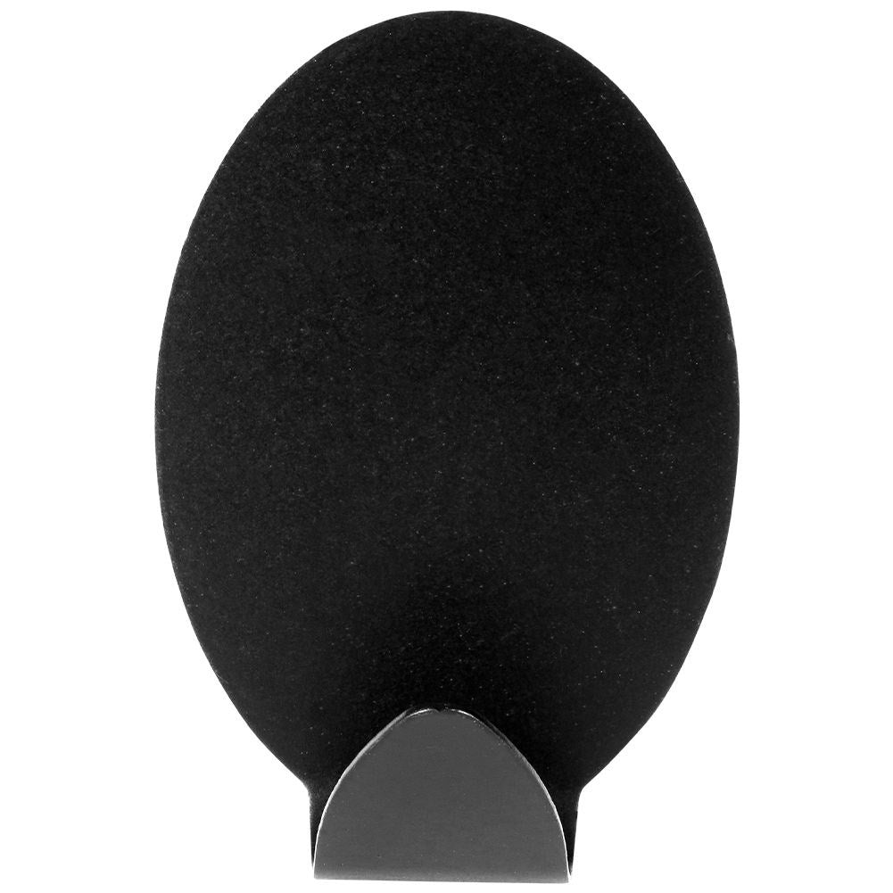 Self-adhesive oval hooks in black matt stainless steel, 4-pack