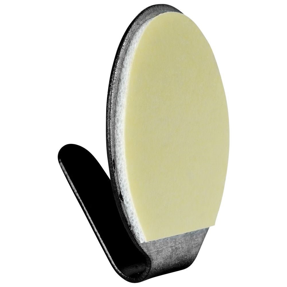 Self-adhesive oval hooks in black stainless steel, 6-pack