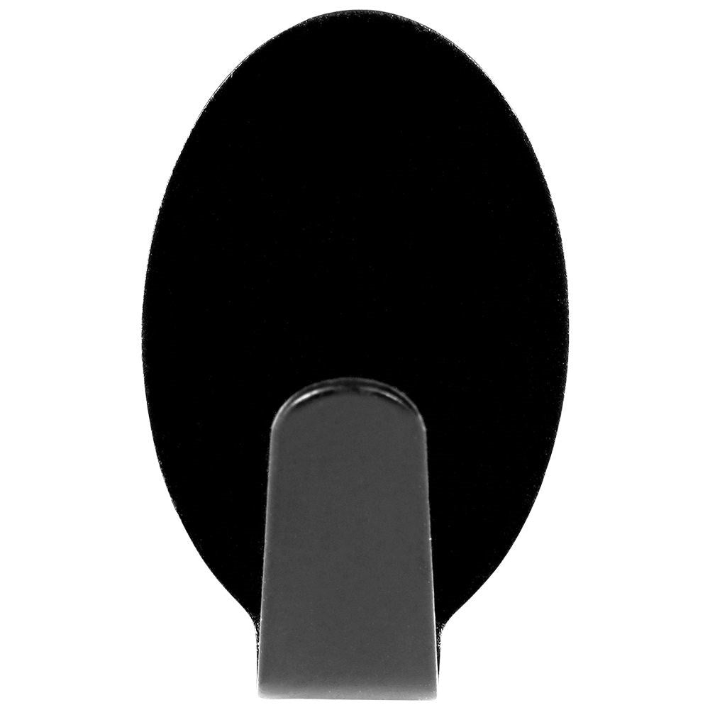 Self-adhesive oval hooks in black stainless steel, 6-pack