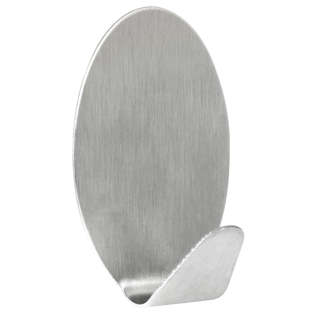 Self-adhesive oval hooks in matt stainless steel, 4-pack