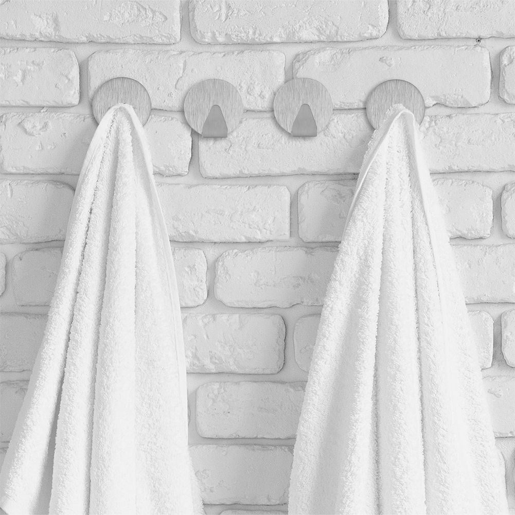 Self-adhesive round hooks in matt steel, set of 4