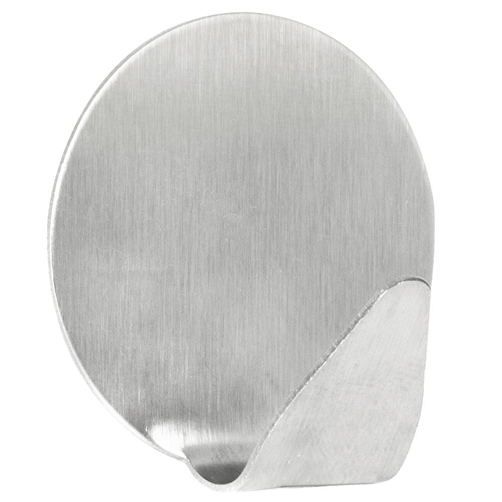 Self-adhesive round hooks in matt steel, set of 4