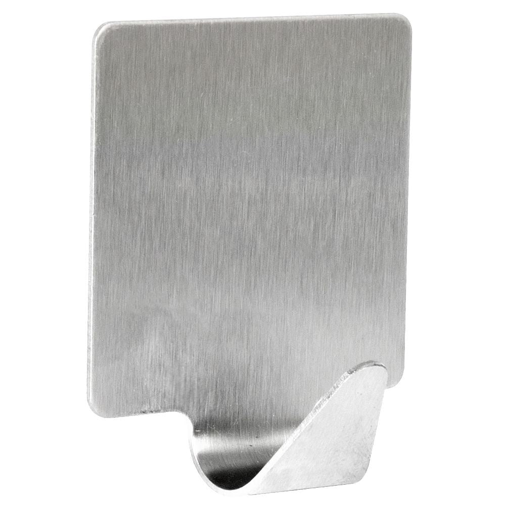 Self-adhesive square hooks in matt stainless steel, 4-pack