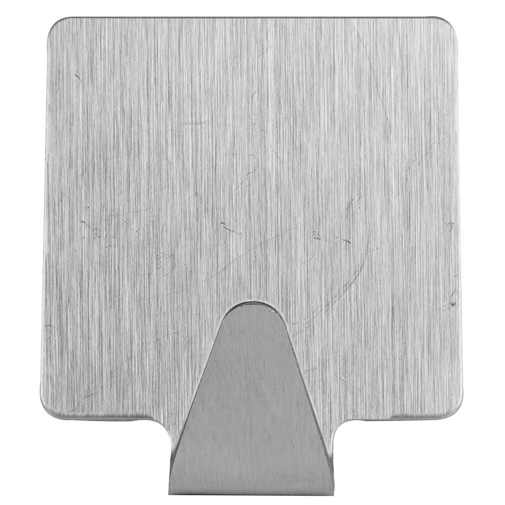Self-adhesive square hooks in matt stainless steel, set of 4