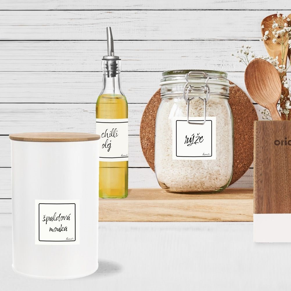 Self-adhesive white labels for jars and spices, 12-pack