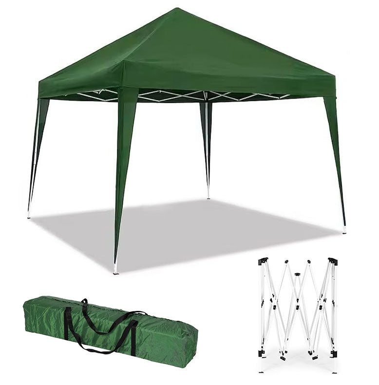Self-folding commercial garden pavilion with automatic green canopy 3x3m