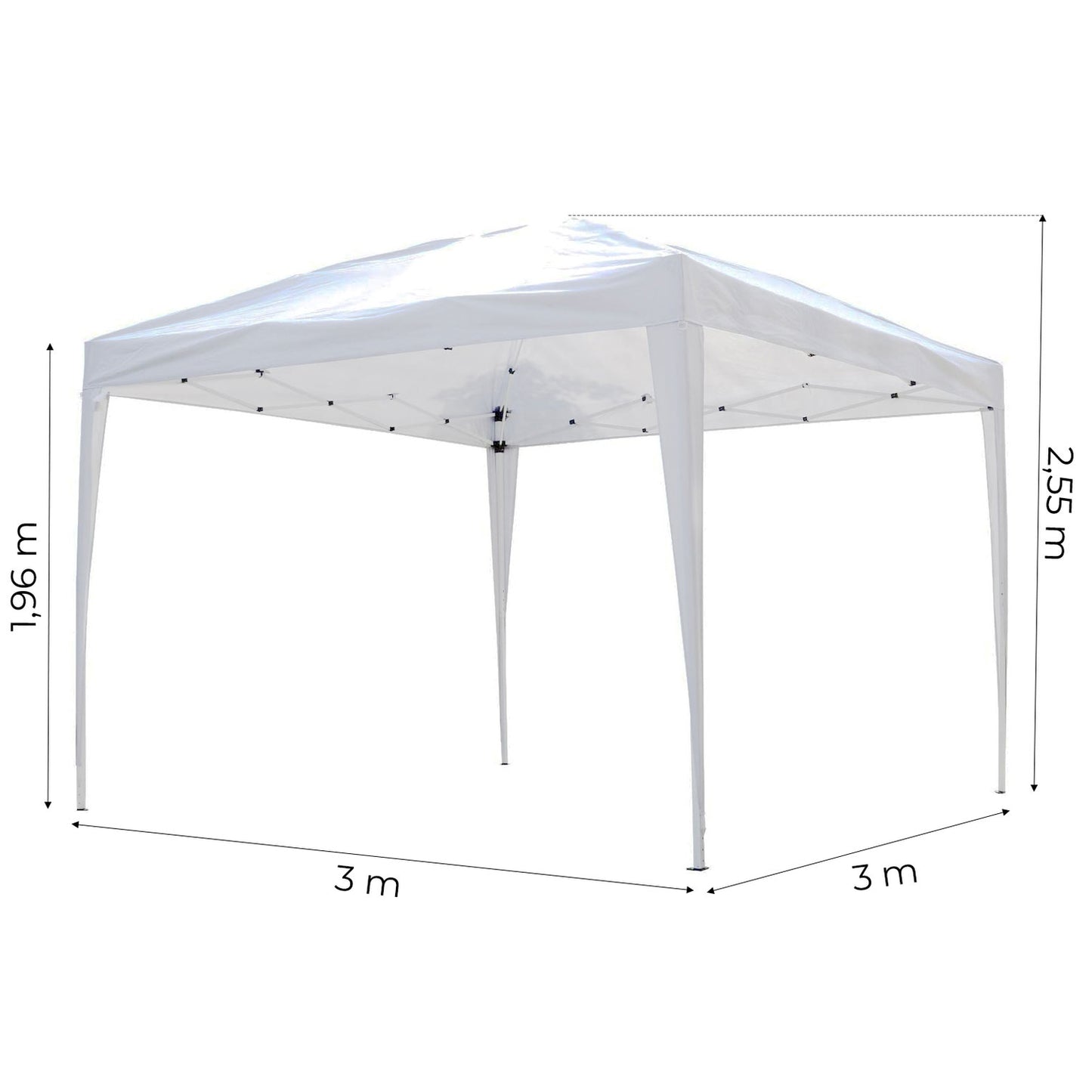 Self-folding commercial garden pavilion with automatic white canopy 3x3m
