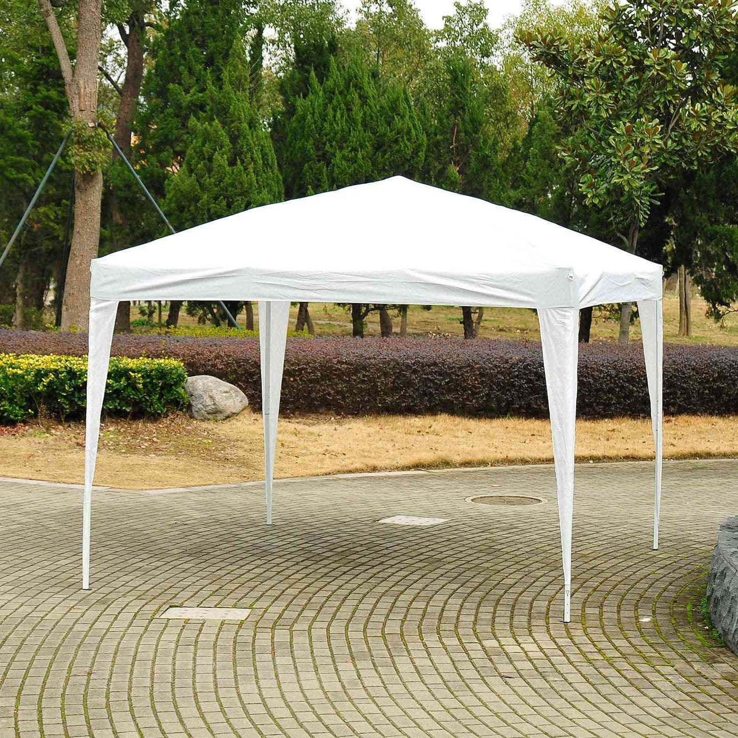Self-folding commercial garden pavilion with automatic white canopy 3x3m