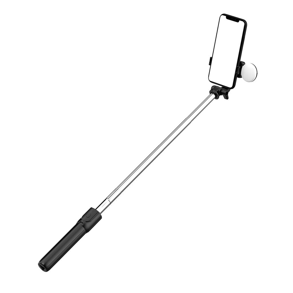 Selfie stick / Telescopic tripod with lamp for phone, 1m