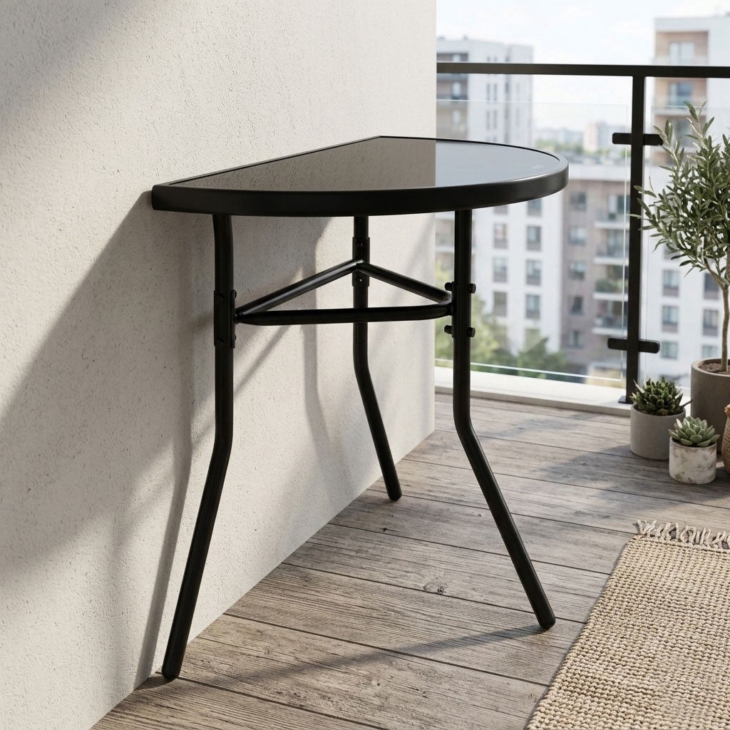 Semi-Circular Glass Coffee Table – Tempered Glass, 70x40 cm