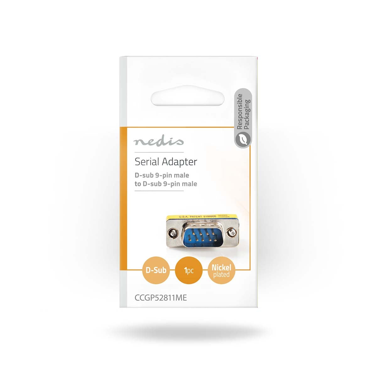 Serial adapter | Adapter | D-SUB 9-Pin Male | D-SUB 9-Pin Male | Nickel plated | Metal | Plastic bag