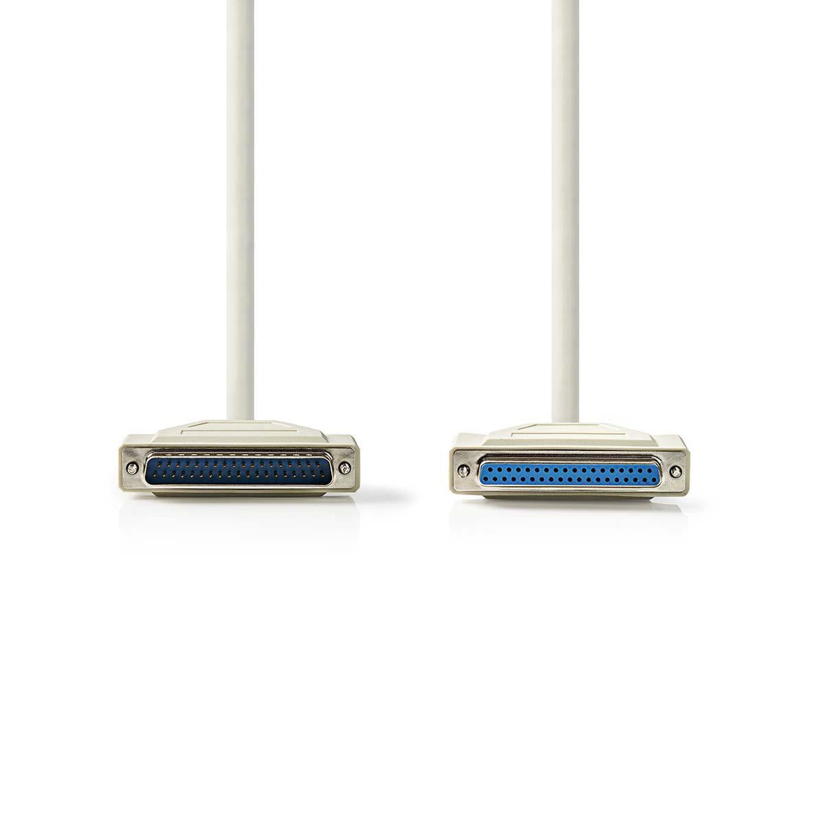 Series Cable | D-SUB 25-Pin Male | D-SUB 25-Pin Female | Nickel Plated | 5.00 m | Round | PVC | Ivory | Plastic bag
