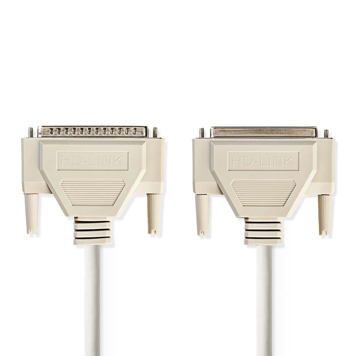 Series Cable | D-SUB 37-Pin Male | D-SUB 37-Pin Female | Nickel Plated | 1.00 m | Round | PVC | Ivory | Plastic bag