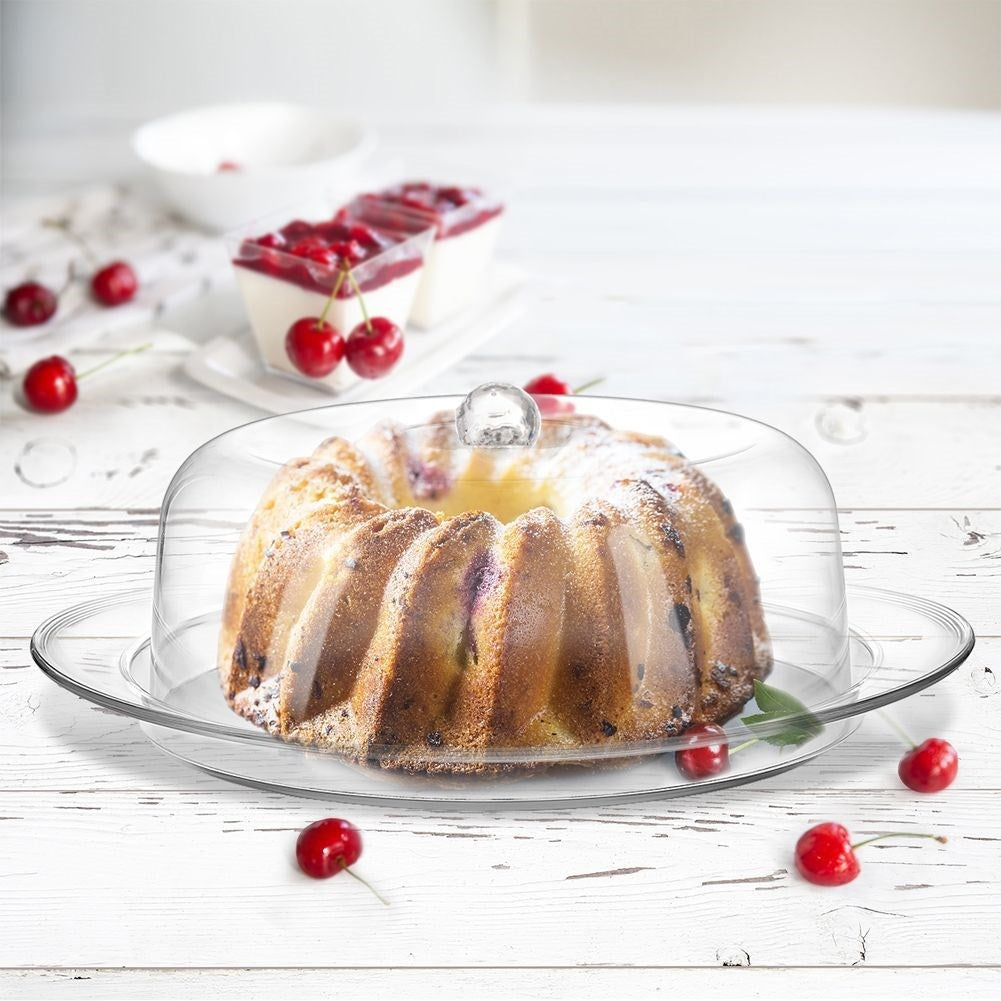 Serving dish with lid and handle, durable and elegant.