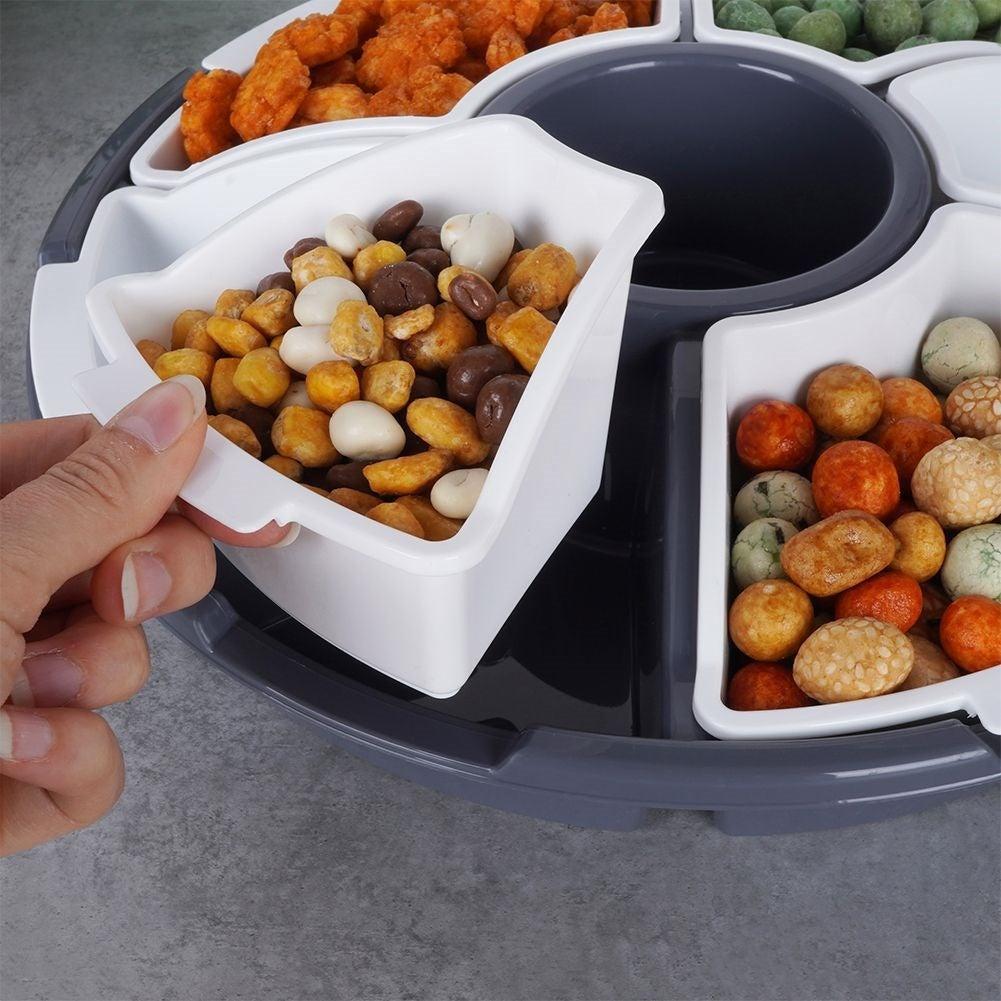 Serving dish with lid and removable inserts for snacks